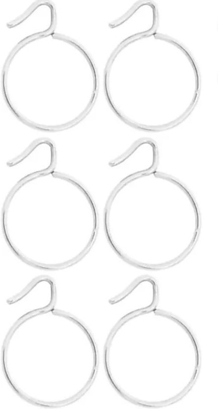 World Wide Villa Steel Curtain Hooks / Rings, Round, Steel, Pack of 17 Curtain Ring with Hook