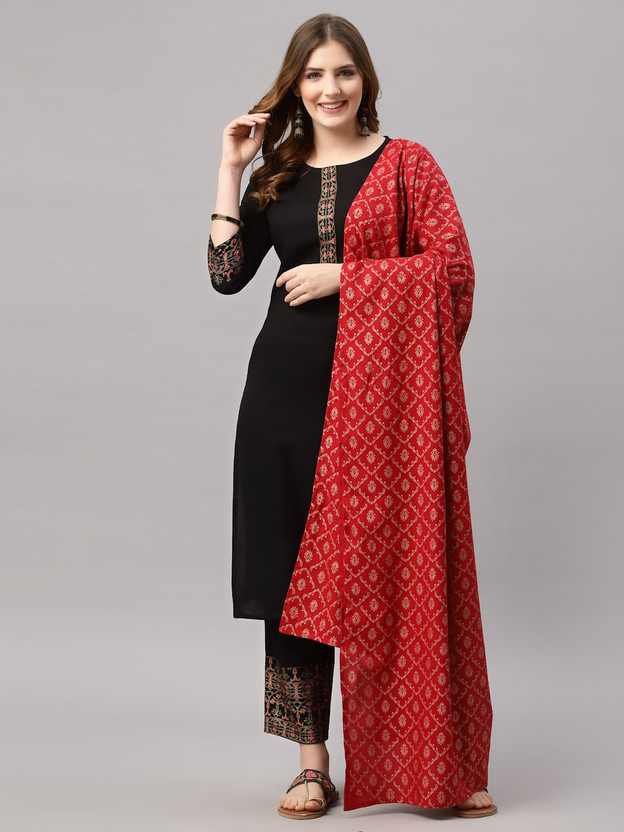 Jaipuri Bunaai Women Kurta Palazzo Dupatta Set