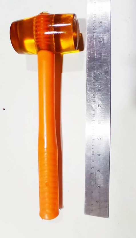 FTE Nylon Mallet Hammer_12 40mm Orange Rubber Tile Hammer, Tile Installation Hammer Mallet(0.3 kg)