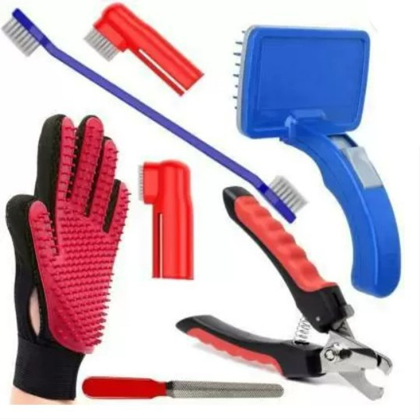 Pet Guard Best Quality Imported (Combo of 7) Dog Needs High Quality for Cleaning Washing Grooming Gloves for Dog, Cat(Multicolor, Medium)