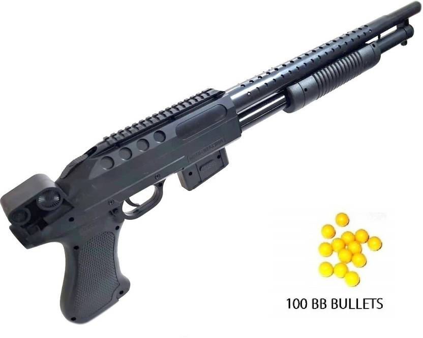 IndusBay Plastic BB Bullet ShotGun Airsoft Bullet Gun Toy with 100 BB