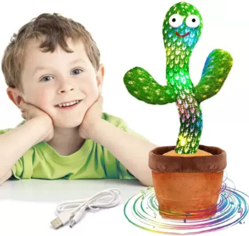 jamunesh enterprise Dancing Cactus with Lights Up Talking Singing Toy ,Rechargeable Plush Toys(Green, Brown)
