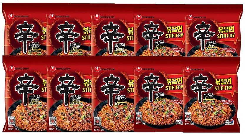 Nongshim Stir Fry 131g (Pack of 10)|(Imported) Instant Noodles(10 x 131 g)