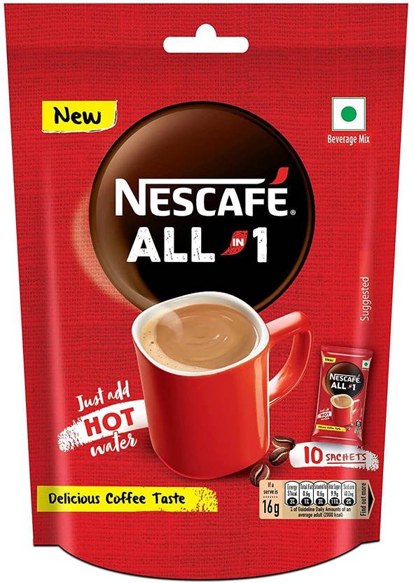 Nescafe All in One Coffee Sharebag, Pack of 10 Sachets Instant Coffee