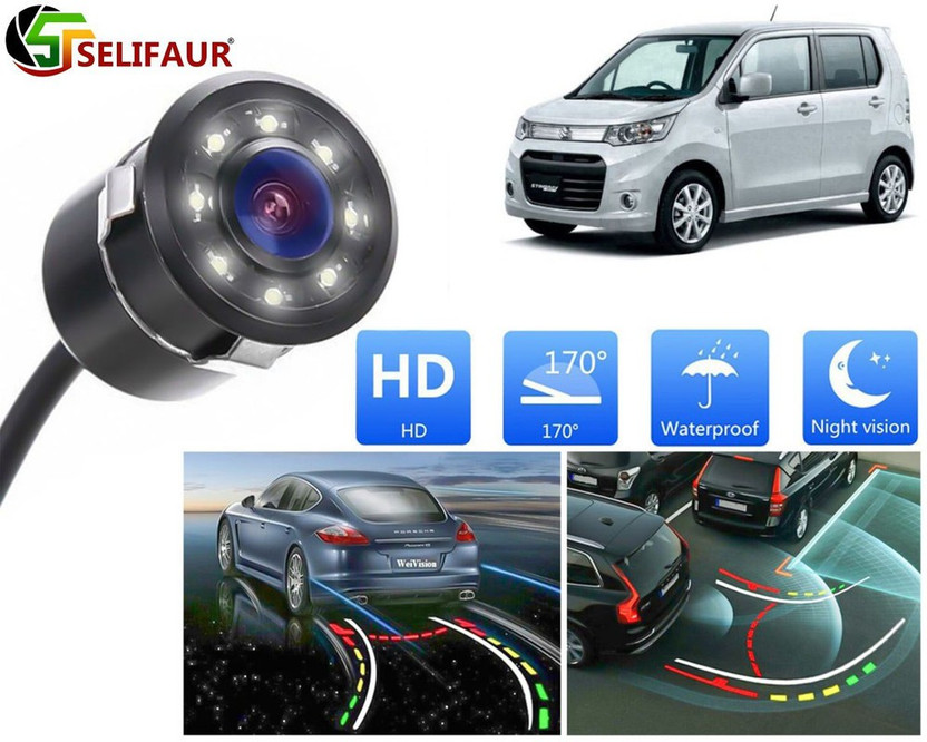 Selifaur 170 Wide Angle HD CMOS Auto Parking Assistance,Full Metal Body 8 LED Ngt Vision Reverse Assist Camera System(1 Camera, 720 * 1080)