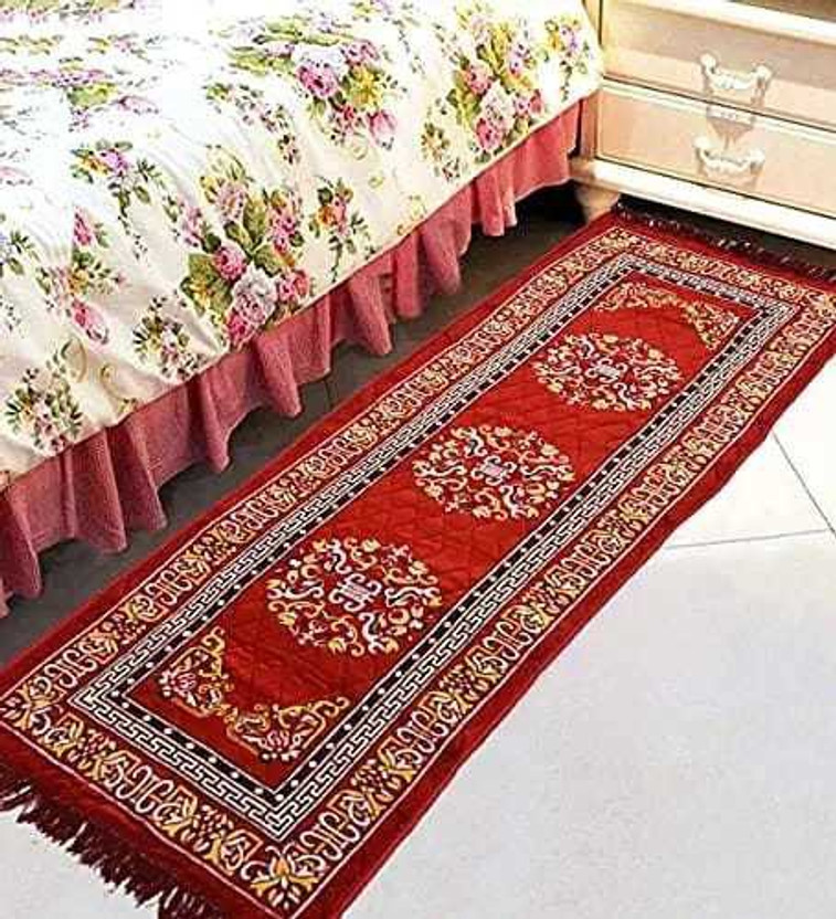 NAETRI 2 ft  X 5 ft Cotton Area Rug(Rectangle, Maroon)