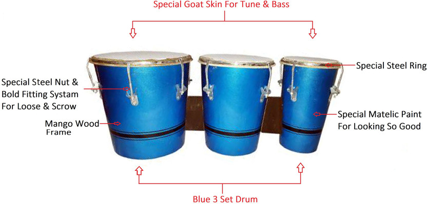RAM musical 652222 Wooden Bongo(20 cm, 16 cm, 12 cm)
