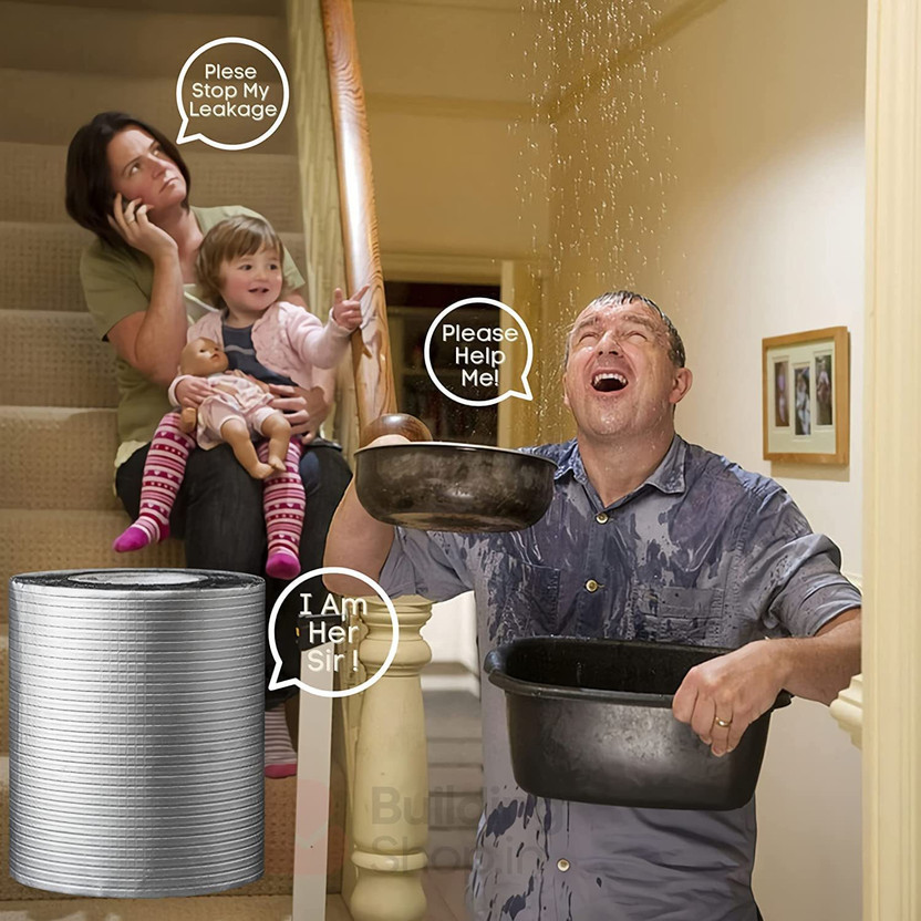 HOSTING Waterproof Aluminum Butyl Rubber Tape Manual ALUMINIUM (Manual)(Set of 1, Silver)