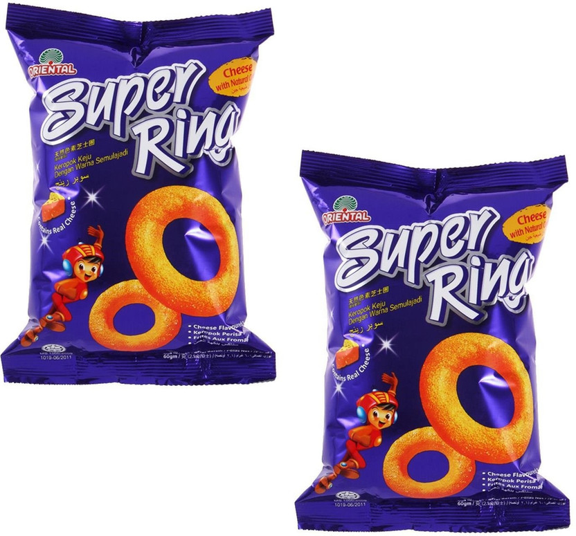 oriental Super Ring With Cheese - 60 gm | Ready & Tasty Snack | Pack of 2 (Imported) Chips(2 x 60 g)