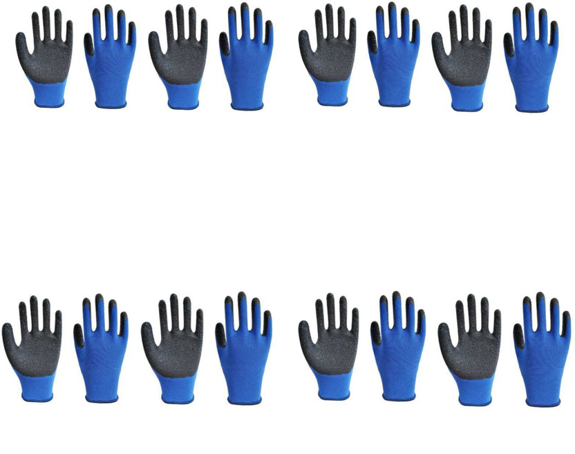 Aatrangi Black Blue Synthetic Gloves Protection Multipurpose Heavy-Duty Reusable Washable Synthetic  Safety Gloves(Pack of 16)