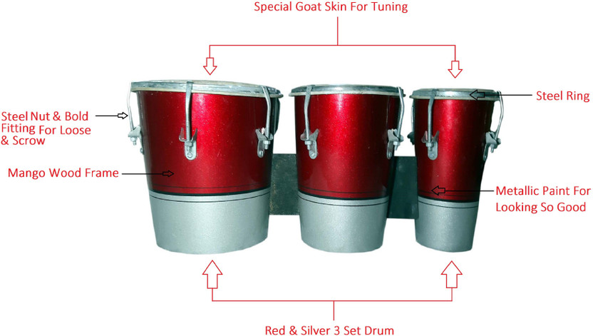 GT manufacturers Three Set Wooden Bongo(20 cm, 16 cm, 12 cm)
