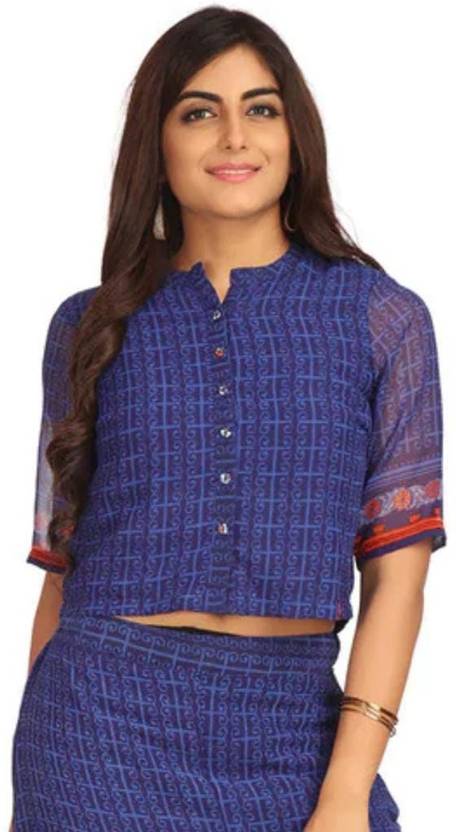 BIBA TOPS Printed Women Blue Top - Buy BIBA TOPS Casual Printed Women Top Online at Best Prices in India | Flipkart.com