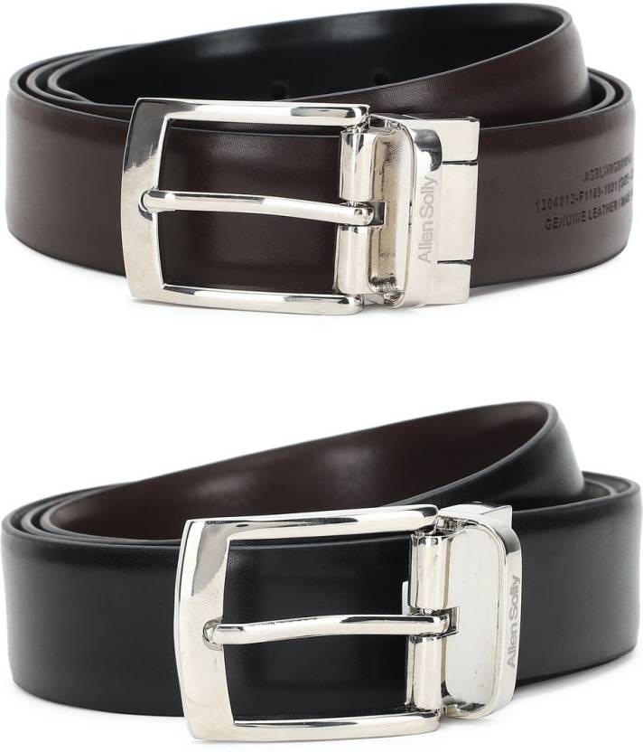 Allen Solly Men Formal Black Genuine Leather Reversible Belt Black ...