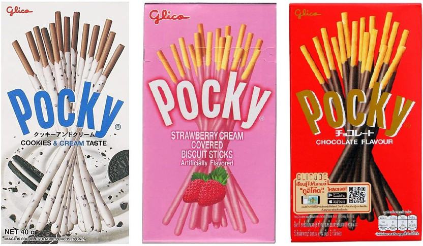 Pocky Pack Of Three | Strawberry, Cookie & Cream , Chocolate Flavour, Imported Cookies Biscuit(3 x 50 g)