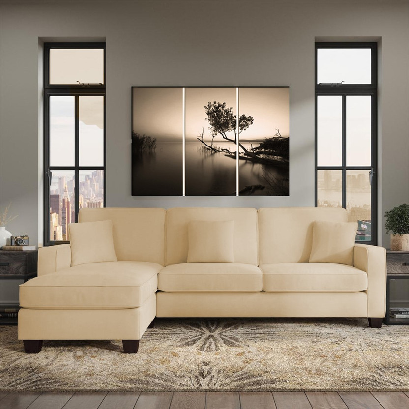 Torque Moscow 4 Seater Mini L Shape Fabric Sofa For Living Room - (Left Side, Beige) Fabric 4 Seater  Sofa(Finish Color - Beige, DIY(Do-It-Yourself))