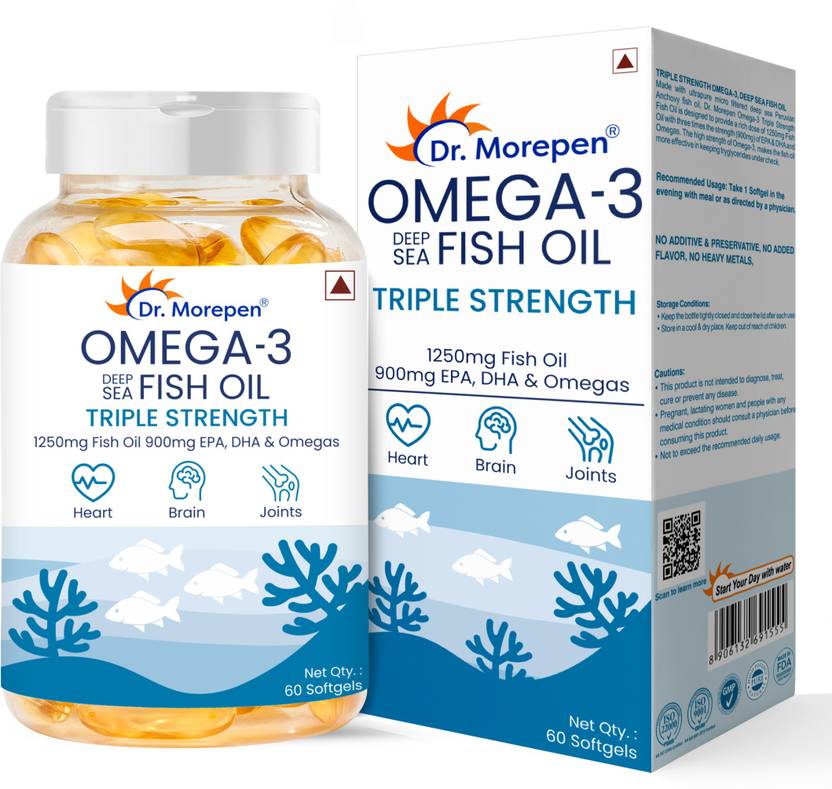 Dr. Morepen Omega 3 Triple Strength 1250mg Fish Oil High DHA & EPA