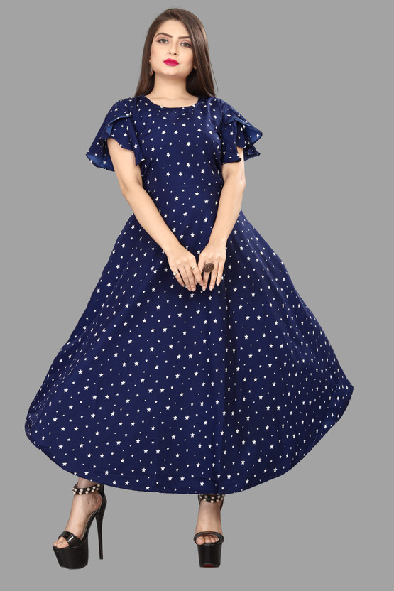 blue colour frock design