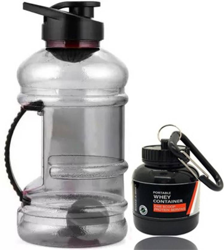 Gym Gallon Water Bottle with Protein Funnel & Container with KeyChain