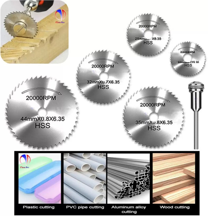 GLAMAXY Circular Saw Blade Set Cutting Discs for Rotary Tool Saw Blade Set 6pcs Metal Circular Saw Blade Set Cutting Discs for Rotary Tool Wood Cutter
