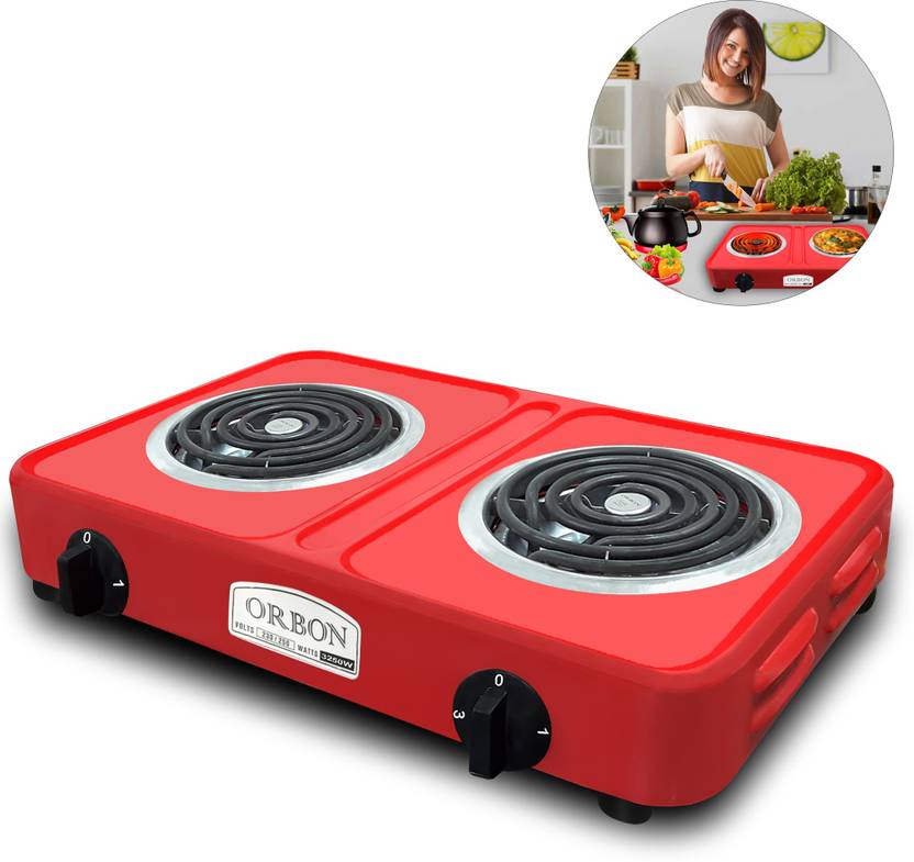 Orbon Double 1250 Watt + 2000 Watt Electric G Coil Cooking Stove Induction Cooktop Electric