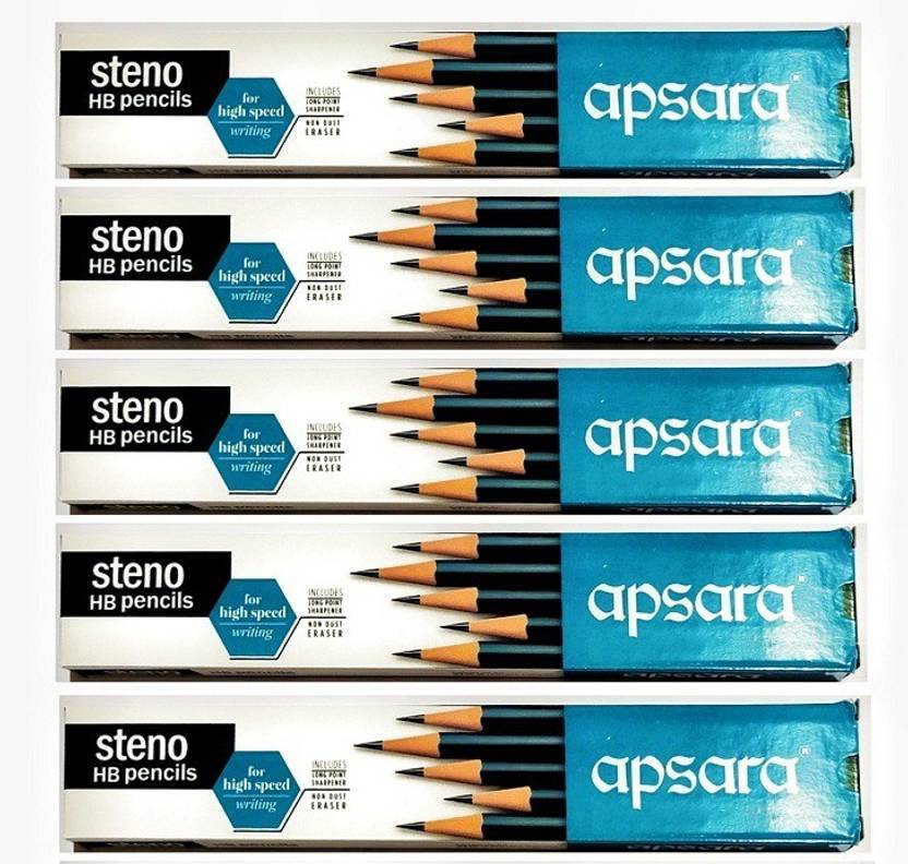 Apsara Steno HB Pencil For Comfort Writing {pack of 05 box} Pencil