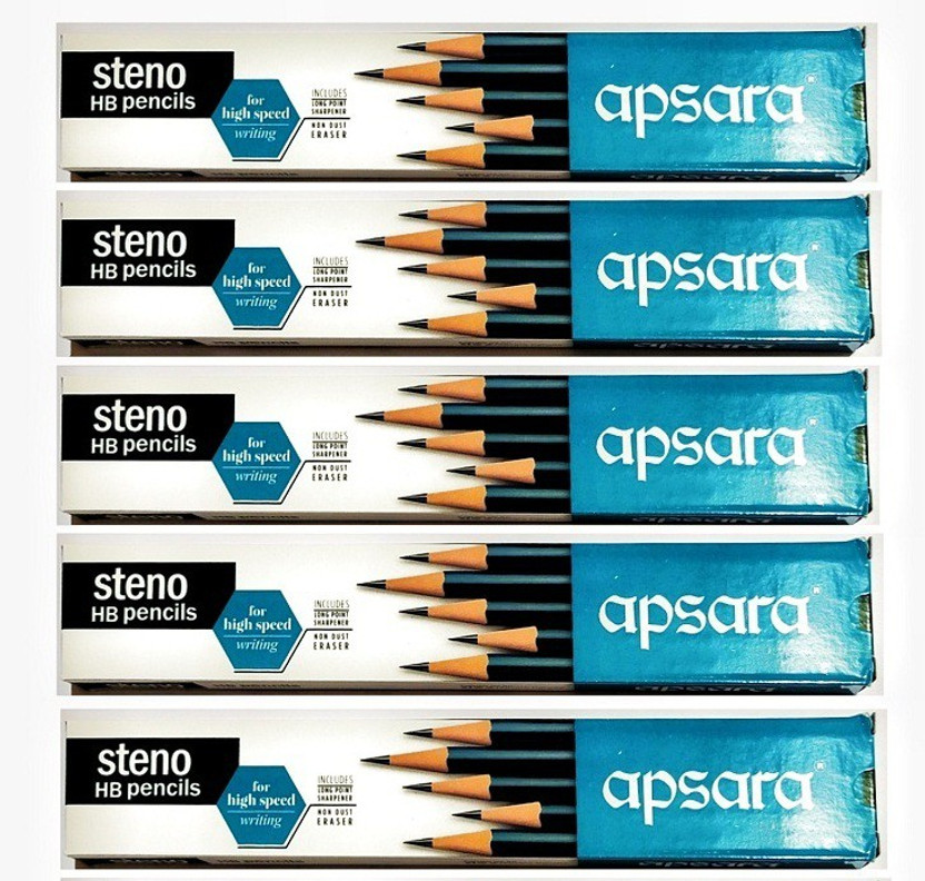 APSARA Steno HB Pencil {Pack of 05 box} Pencil(Black)