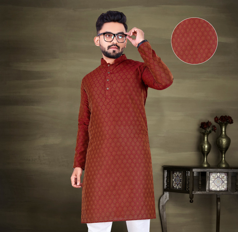 pathani kurta red