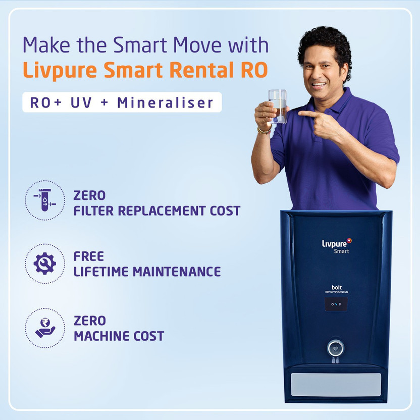 LIVPURE Bolt (For rent in Bhopal, Bhubaneswar, Nagpur ,Lucknow and Indore )7L Purification Smart Water Purifier RO+UV+Mineraliser(30 Days)