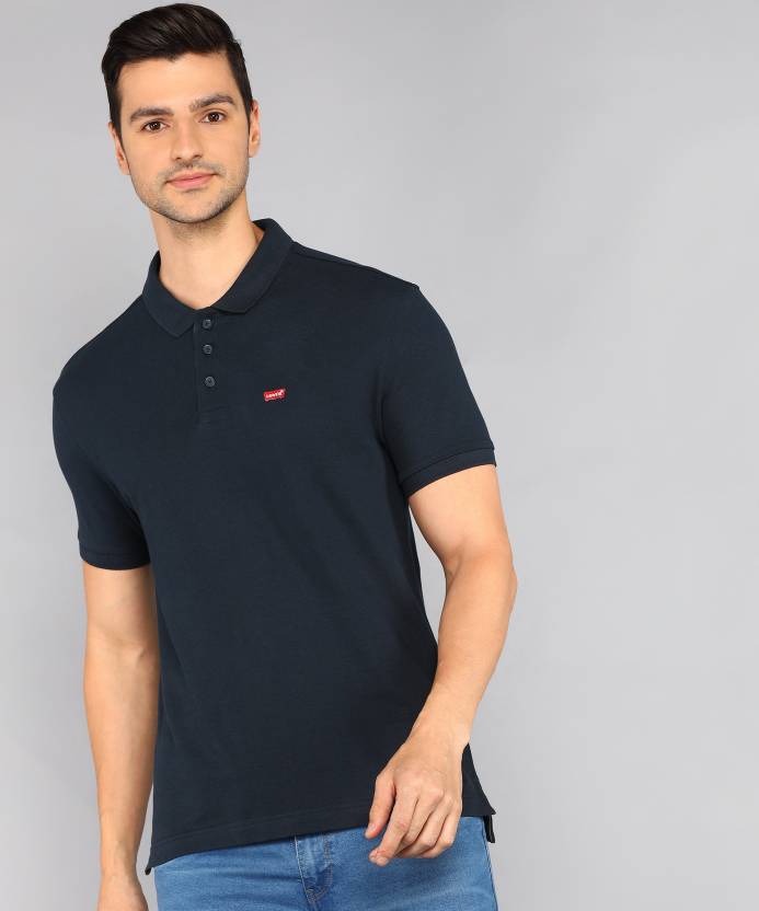 LEVI'S Solid Men Polo Neck Dark Blue T-Shirt - Buy LEVI'S Solid Men Polo  Neck Dark Blue T-Shirt Online at Best Prices in India 