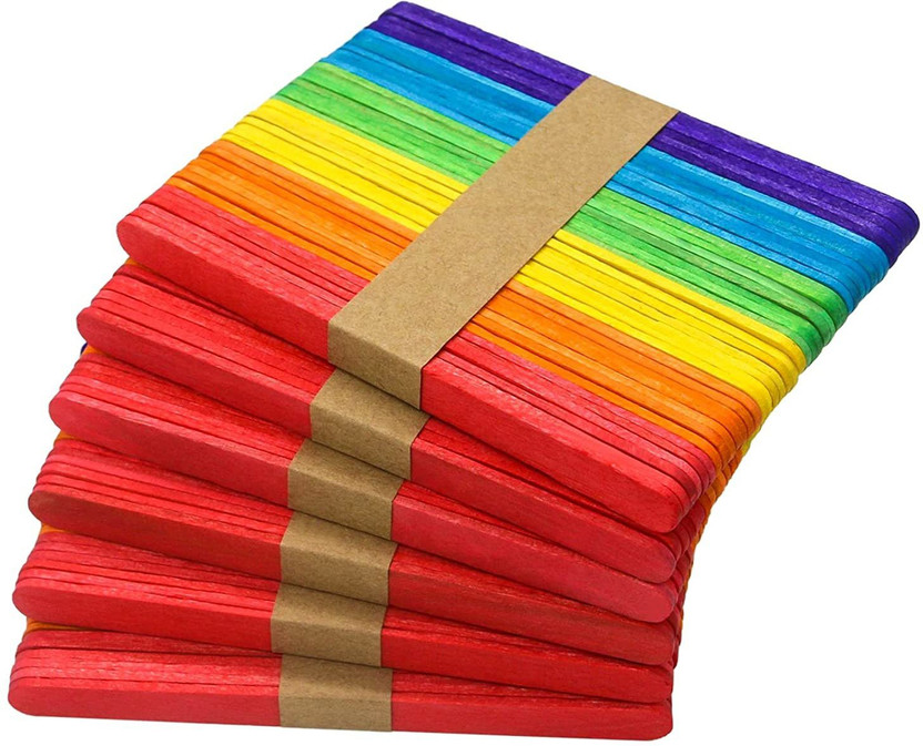RJV RJV Global Premium Quality Wooden Ice Cream Popsicle Colored Sticks for Art & Craft 200 Pcs - Flipkart Deal