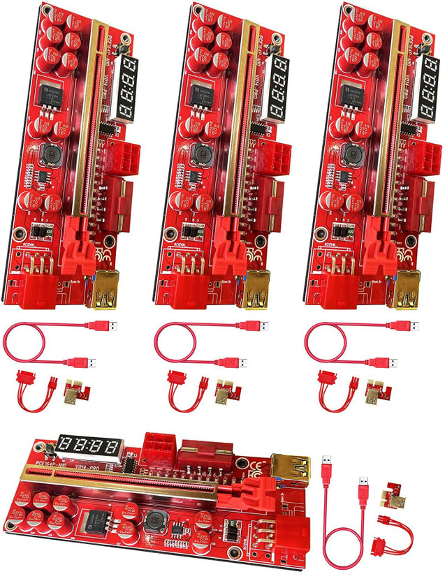 LipiWorld (Pack Of 4) VER-14Pro V014 Pro PCI-E 1X to 16X Pcie Riser Card GDDR4 16 GB NVIDIA Chipset 64 bit 120 MHz Graphics Card