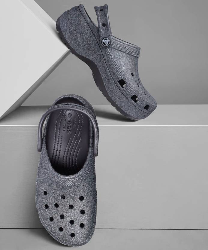 crocs platform glitter