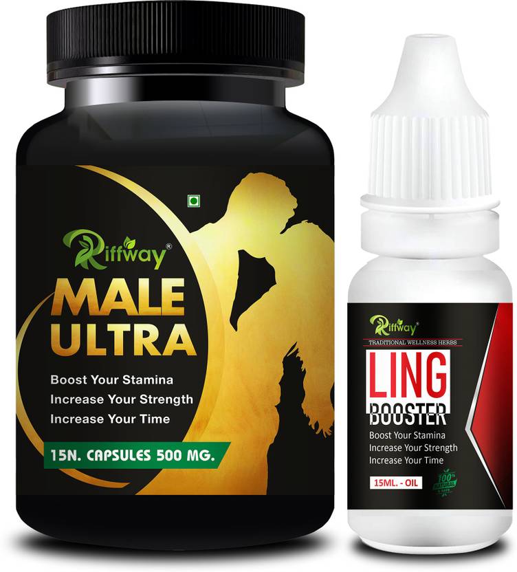 Riffway Male Ultra Ayurvedic Supplement & Ling Booster Oil Combo For