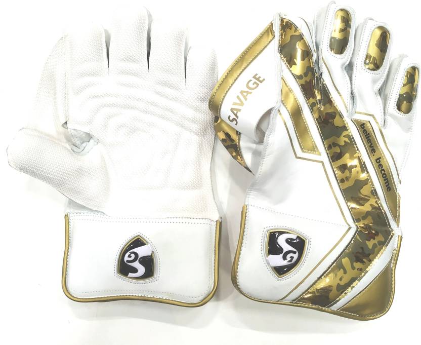 SG Savage Mens (17+)White /Gold Cricket Wicket Keeping Gloves - Buy SG ...
