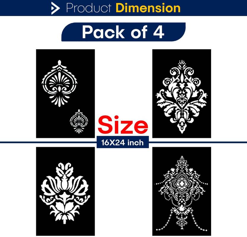 JAZZIKA Wall Stencils "Pack of 1 (4 Pieces Stencil) Size 16X24 Inch