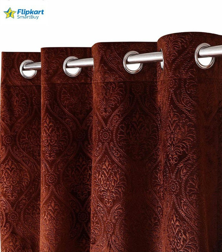 Flipkart Flipkart SmartBuy 152 cm (5 ft) Window Velvet Semi Transparent Curtain (Pack Of 2)(Brown, Self Design) - Flipkart Deal