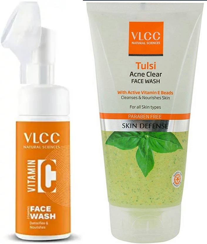 VLCC Vitamin C Foaming & Tulsi Acne Clear Premium Facewash Combo Pack