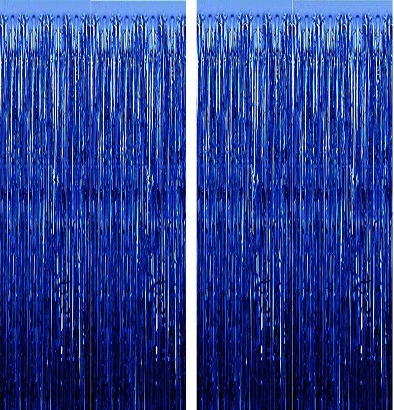 Juratical Real Store Solid Metallic Foil Shiny fringe Curtain for Birthday /Anniversary Decoration Balloon(Blue, Pack of 2)