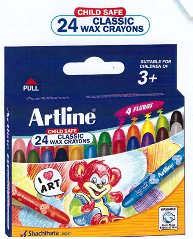 Artline Classic 24 Shades Wax Crayons , 57mm