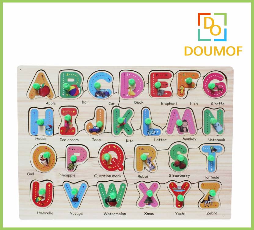 DOUMOF Wooden Alphabet Educational Puzzle Board ||ABCD Alphabet ...