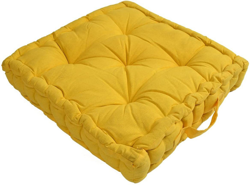 ROSSLYN Cotton Floor Cushion Pack of 1 Solid(Yellow)
