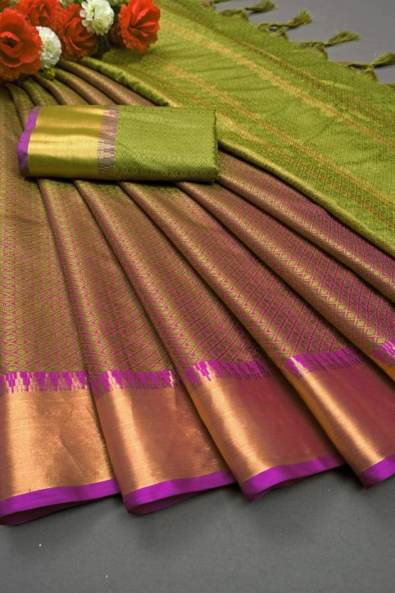 [Size ] SGF11 Woven Banarasi Pure Silk, Art Silk Saree  (Purple)