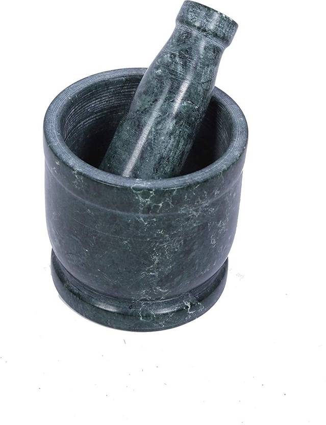 Chitrakshi Jaipur Art Black marble mortar and pestle set (Imported