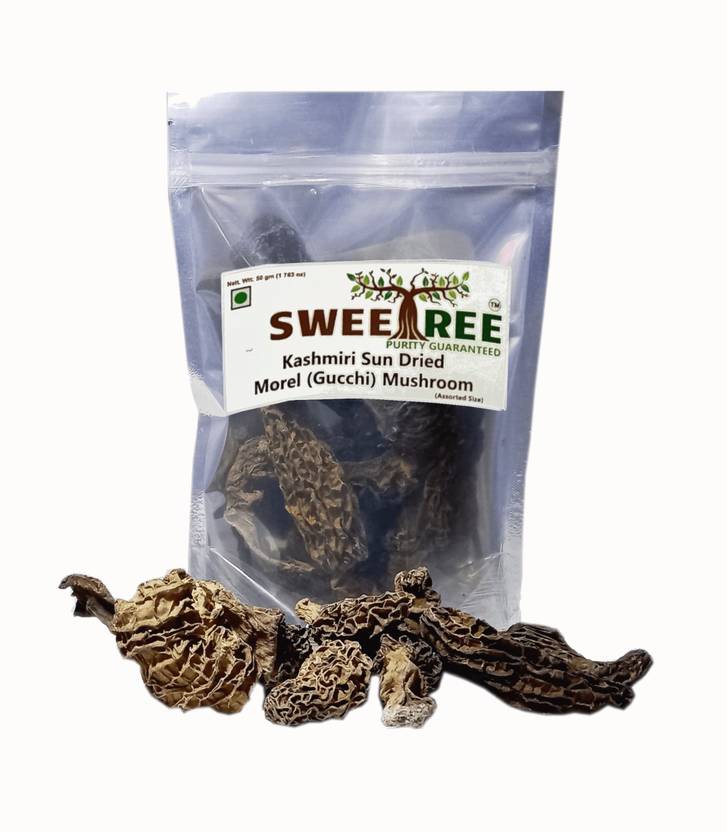SweeTree Kashmiri Sun Dried Morel (Guchhi) Mushrooms (Assorted Size
