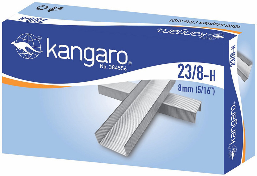 Kangaro Manual 8mm Desk Essentials 23/8-H 8mm Heavy Duty Steel Wire Staple Pin Stapler Pin(Set of 6, Silver)