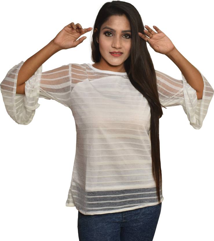 hashtag outfits Party Striped Women White Top Buy hashtag outfits