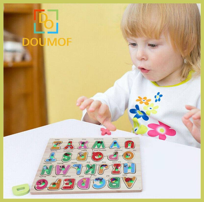 DOUMOF Wooden Alphabet Educational Puzzle Board ||ABCD Alphabet ...