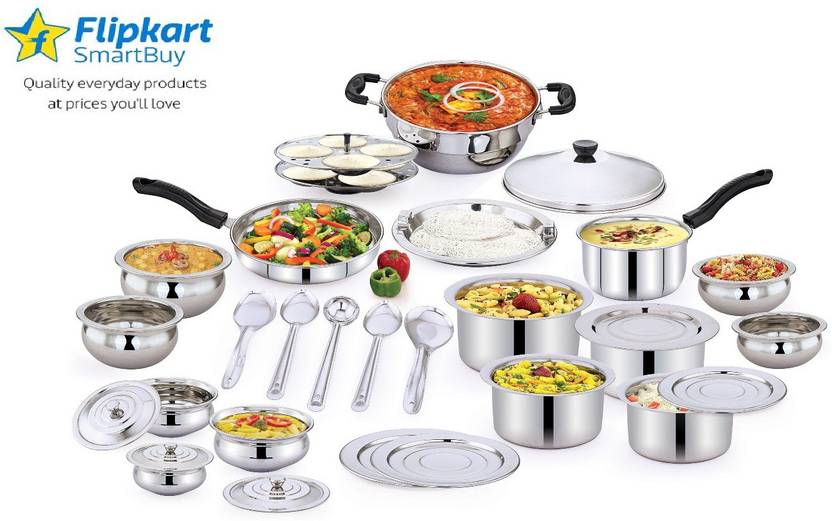Flipkart SmartBuy 30 Pcs Induction Base Cook & Serve Set with 5 Pcs