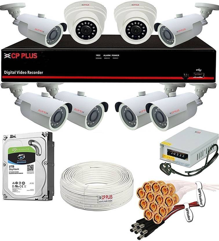 CP PLUS Full 2.4MP 8 Ch CCTV Combo Set Kit (8Ch DVR + 2.4 Megapixel 2