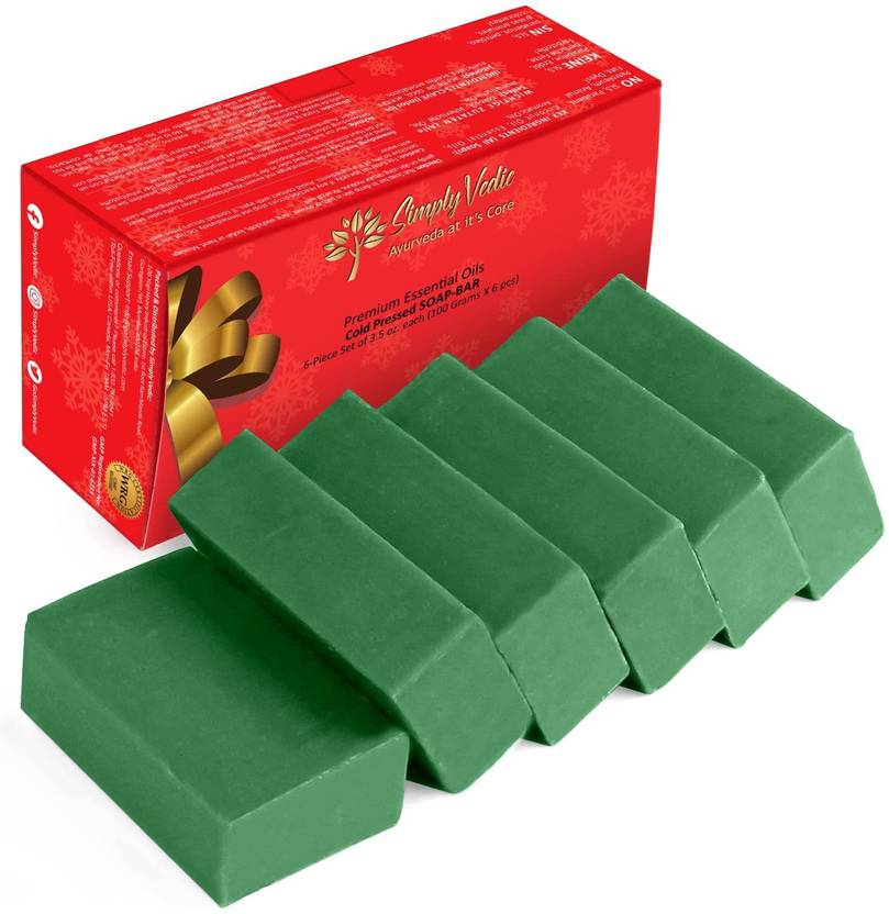Simply Vedic 6Pack Neem Oil Soap Bar For Body, Hand, Face, Made With